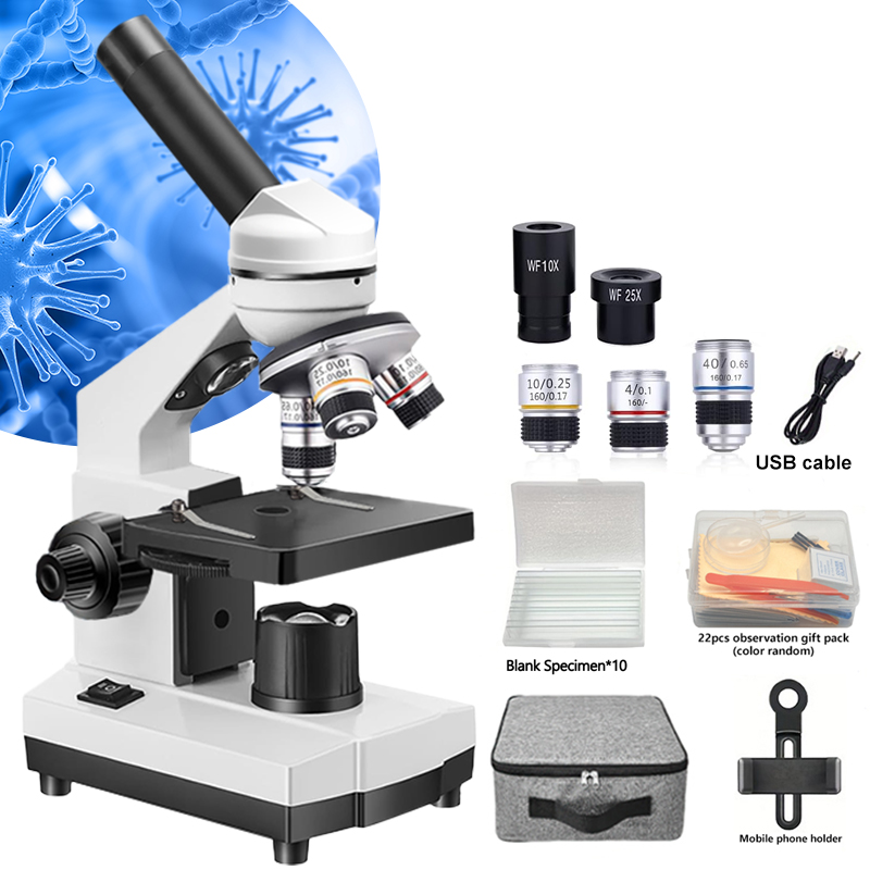 Microscope Compound 40X - Mikroskop Senyawa Optik Biologis Portabel, Mikroskop