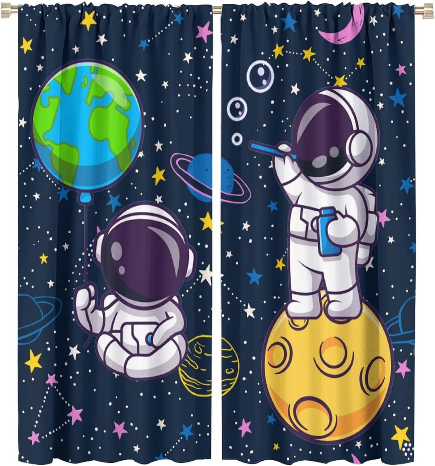Science Nursery - Dekorasi Jendela Tirai Galaksi Astronot Luar